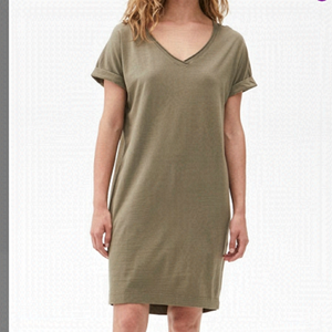 Nwt Michael Stars Anthropologie Cara V neck Tee Dress Modal in Olive